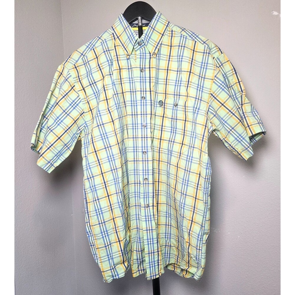 Wrangler George Strait Shirt Mens Large Plaid Western Button Down S/S Cowboy